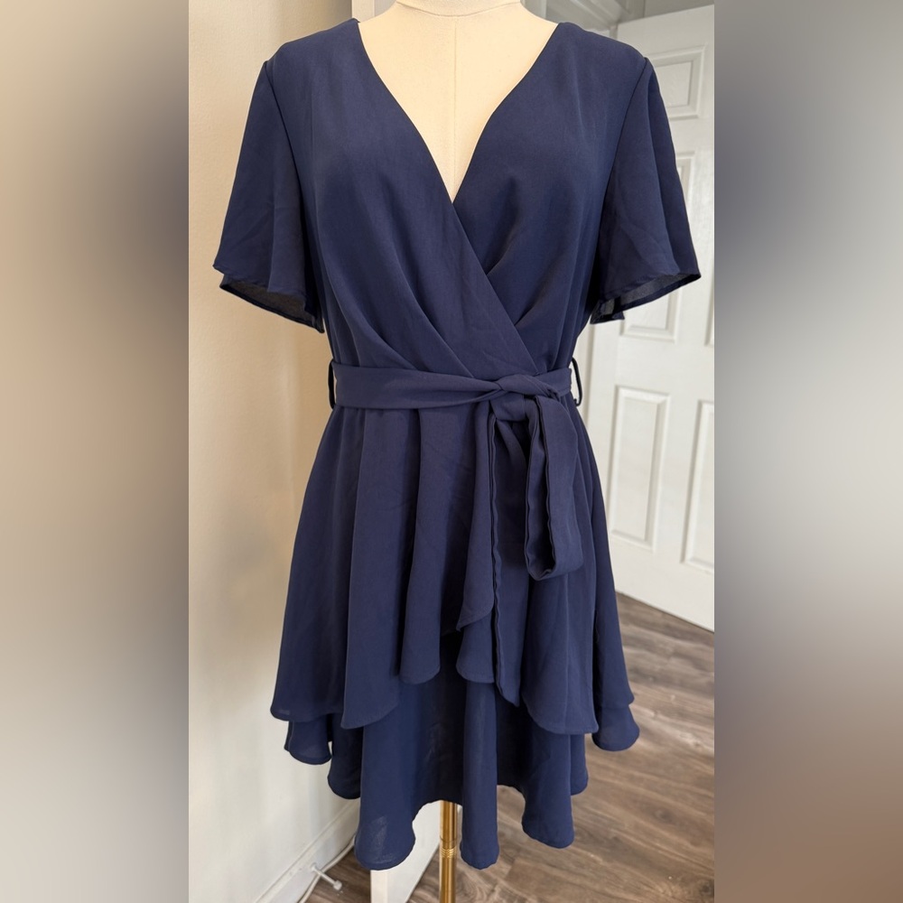 Navy Blue Wrap Dress – Size M